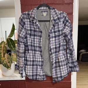 L.L. Bean Navy and White Plaid Shirt